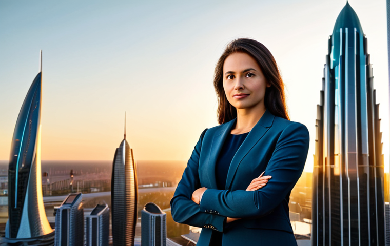 **

"A professional female architect, fully clothed in modest business attire, standing confidently in front of a futuristic cityscape at sunset, appropriate content, safe for work, perfect anatomy, correct proportions, professional, well-formed hands, proper finger count, natural body proportions, high quality, golden hour lighting, detailed architecture."

**