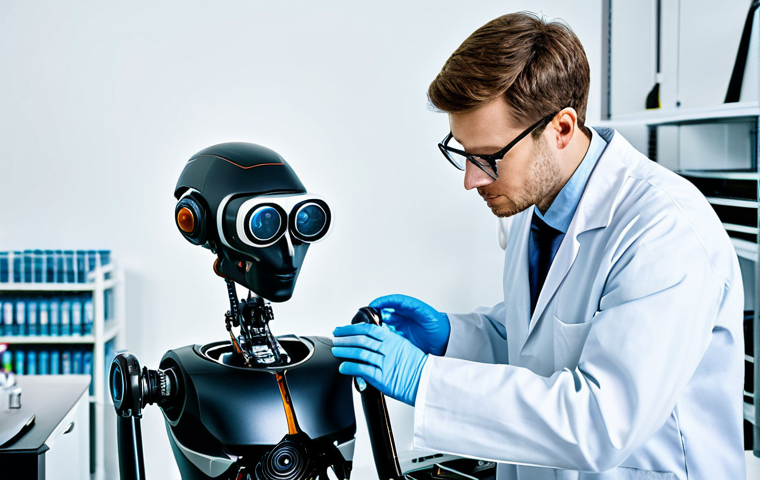 VR 로봇 가상 훈련 - Robotics Engineer in a Lab**
"A robotics engineer in a clean, modern laboratory setting, fully clot...