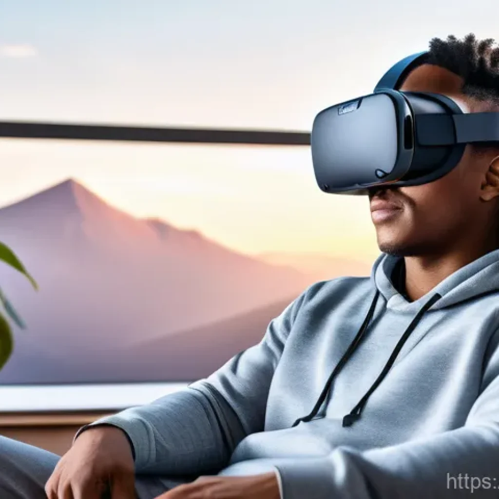 VR 유저 경험 - **Prompt: Futuristic Wireless VR Headset and Immersive Experience**
"A young adult, approximatel...