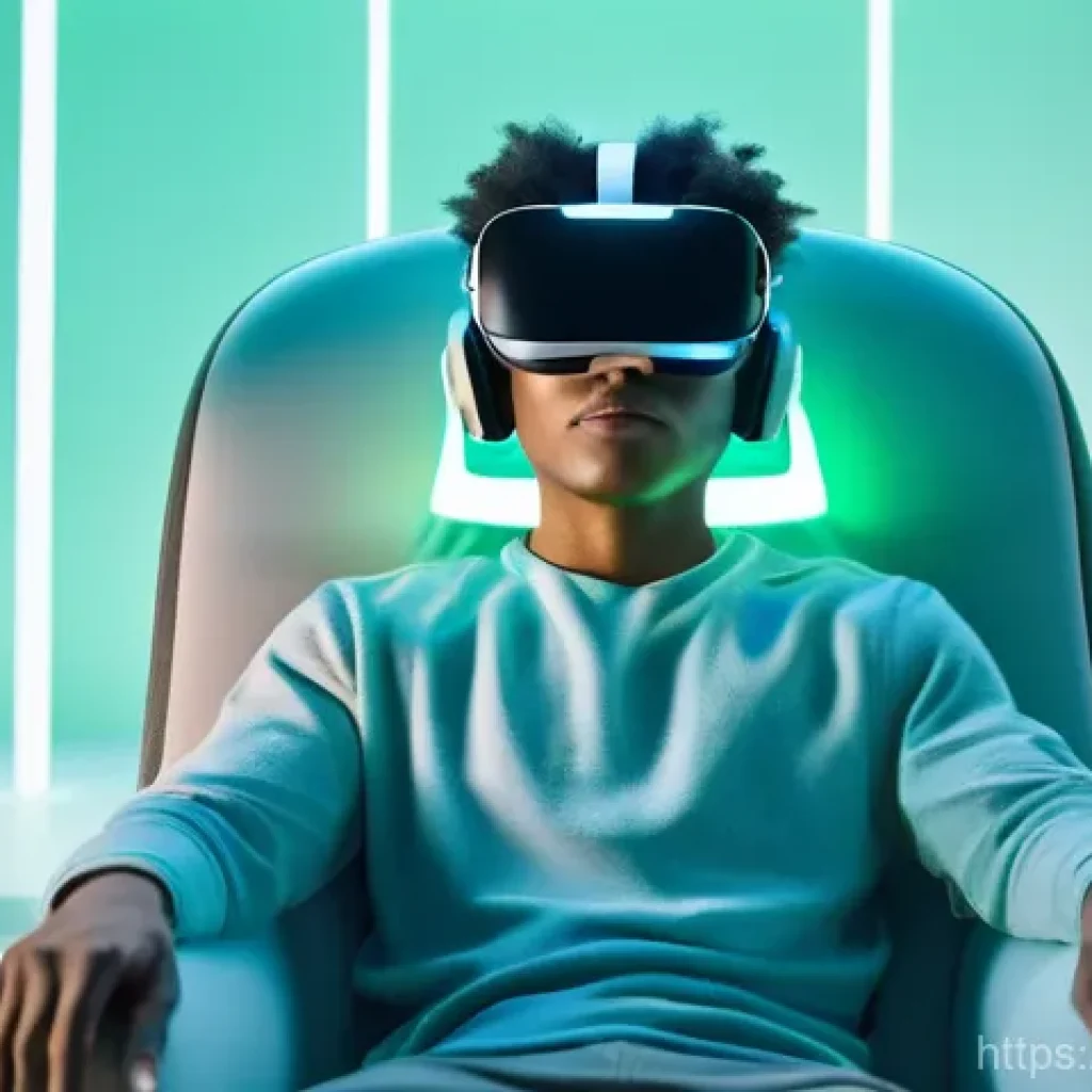 VR과 감정 분석 - **Prompt:** "A futuristic virtual reality user, a young adult of diverse background, wearing a sleek...