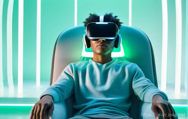 VR과 감정 분석 - **Prompt:** "A futuristic virtual reality user, a young adult of diverse background, wearing a sleek...